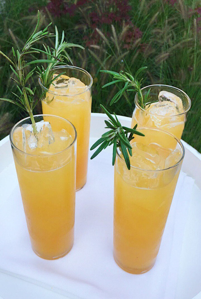 Refreshing cocktails served on a tray