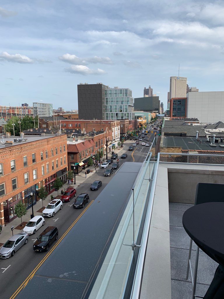 view of downtown Columbus from The Terrace patio