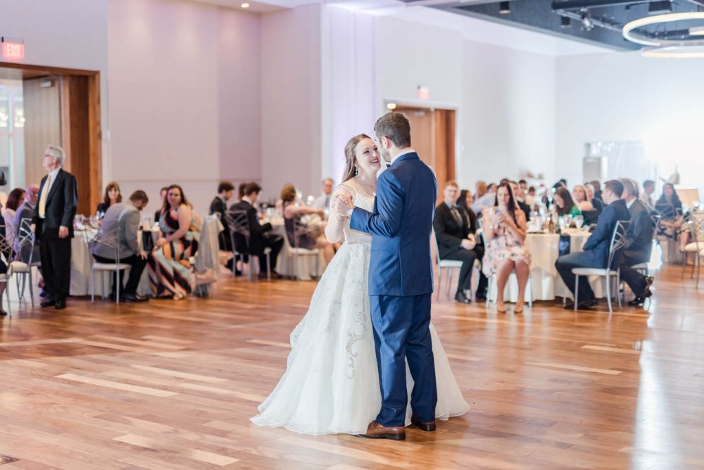 a couple having their first dance at The Exchange