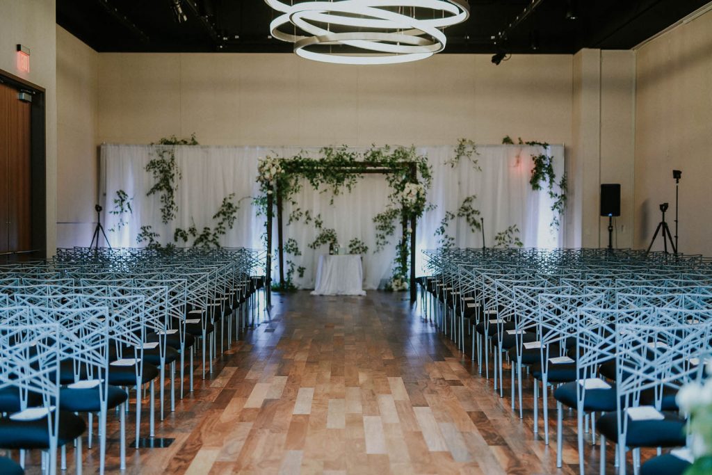 Wedding ceremony setup at The Exchange