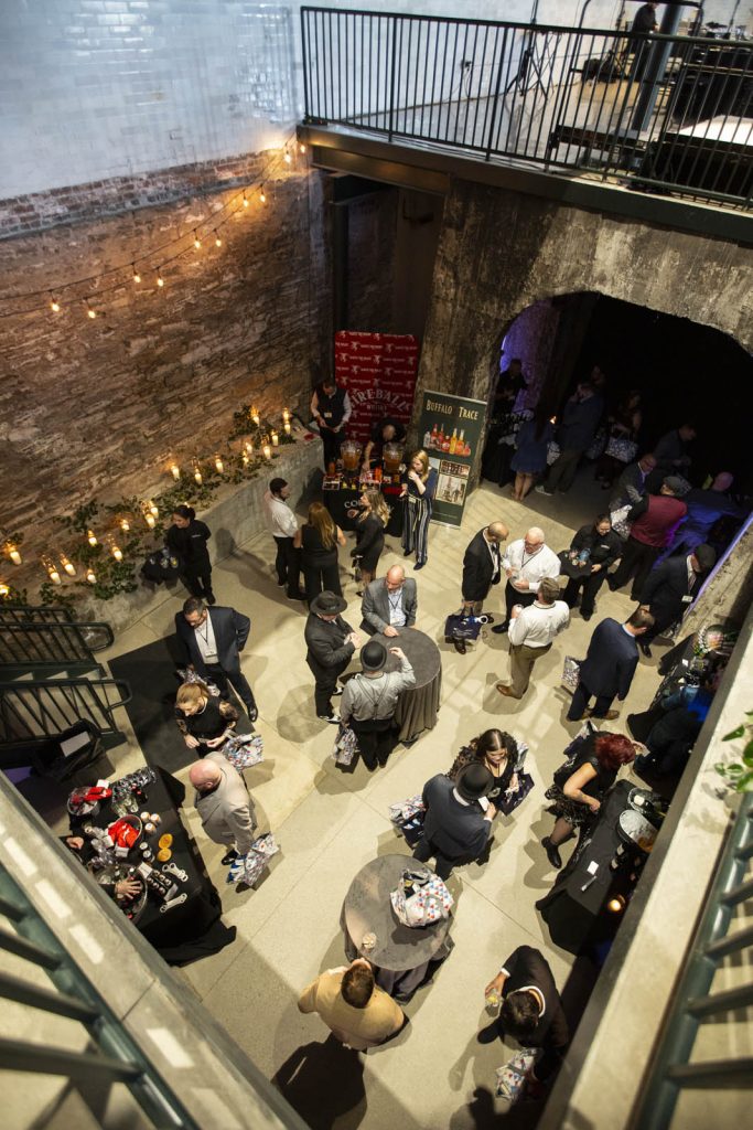 Cocktail hour in the historic cellar at The Stack at Municipal Light Plant.